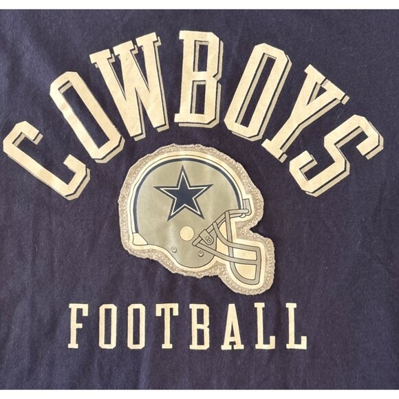 Dallas Cowboys T Shirt Football  XL Navy Blue NFL Logo Helmet Crewneck - Picture 2 of 5